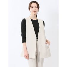 【ウォッシャブル イージーケア】m.f.エディトリアル 麻調 ペプラム ジレ(セットアップ可能)