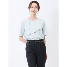 m.f.エディトリアル(m.f.editorial)の【ハンドウォッシャブル】m.f.エディトリアル アシメフリル ストレッチ半袖プルオーバー