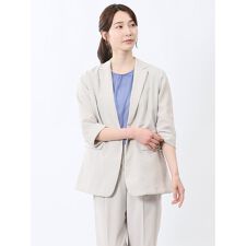 【麻調合繊素材】m.f.エディトリアル タンブラーブッチャー 7分袖ジャケット(セットアップ可能)