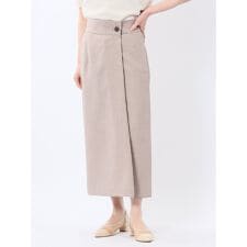 【接触冷感 ウォッシャブル】m.f.エディトリアル 杢調 ラップ風ロングスカート(セットアップ可能)