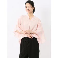 【UVカット】【高通気】m.f.エディトリアル 袖フレア前開き マオカラーシャツチュニック