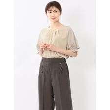 【ウォッシャブル】m.f.エディトリアル シルケットポンチビジュー付きストレッチTシャツ
