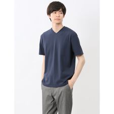 【マシンウォッシャブル】m.f.エディトリアル  バイヤスジャガード Vネック半袖Tシャツ