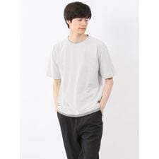 【マシンウォッシャブル】m.f.エディトリアル  格子柄ジャガード クルーネック半袖Tシャツ