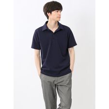 【ストレッチ】m.f.エディトリアル ふくれジャガード スキッパー半袖ポロシャツ