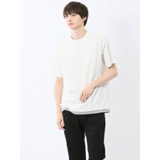 【ストレッチ】【ウォッシャブル】m.f.エディトリアル ストライプジャガード クルー半袖Tシャツ