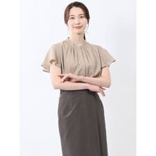 m.f.エディトリアル(m.f.editorial)の【ストレッチ】【吸水速乾】【抗菌防臭】m.f.エディトリアル バンドカラー フレア袖 比翼ブラウス