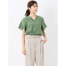 【UVカット】【高通気】【ウォッシャブル】m.f.エディトリアル 袖フリル前開き スキッパーシャツ