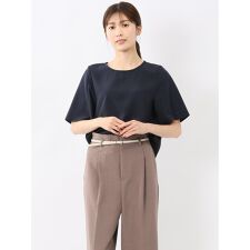 【ウォッシャブル】m.f.エディトリアル 麻調合繊 プルオーバー 半袖ブラウス(セットアップ可能)