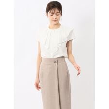 m.f.エディトリアル(m.f.editorial)の【ストレッチ】【マシンウォッシャブル】m.f.エディトリアル フリル ノースリーブブラウス