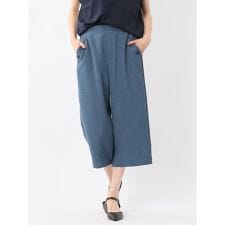 【ウォッシャブル】m.f.エディトリアル 麻調合繊 ボタン付き クロップドパンツ(セットアップ可能）