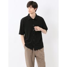 【ストレッチ】【接触冷感】【ウォッシャブル】m.f.エディトリアル 格子柄ジャガード 半袖シャツ