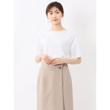 【接触冷感】【UVカット】【コットン100%】m.f.エディトリアル クルー 袖タックTシャツ