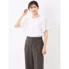 【接触冷感】【UVカット】【コットン100%】m.f.エディトリアル クルー 袖シフォンTシャツ