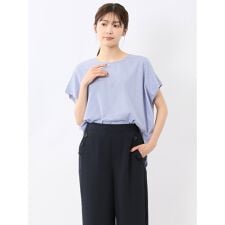 【綿混】【フレンチスリーブ】m.f.エディトリアル ストライプ クルー プルオーバー