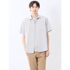 【リネン調】m.f.エディトリアル TechLinen カッタウェイ 半袖シャツ