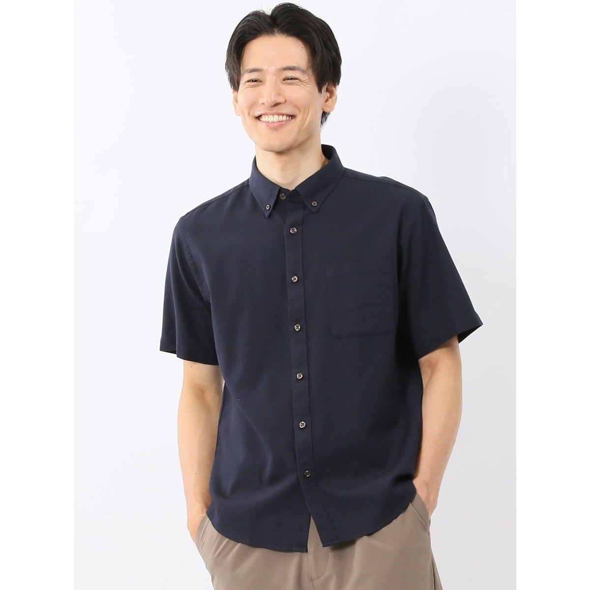 【綿100％】m.f.エディトリアル ドビー ボタンダウン半袖シャツ