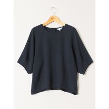 麻調合繊 コクーン半袖ブラウス