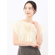 【ストレッチ】m.f.エディトリアル ギャザーネック 半袖プルオーバー