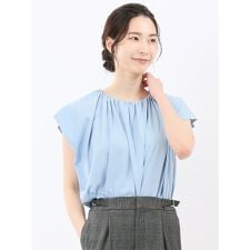 【ストレッチ】m.f.エディトリアル ギャザーネック 半袖プルオーバー