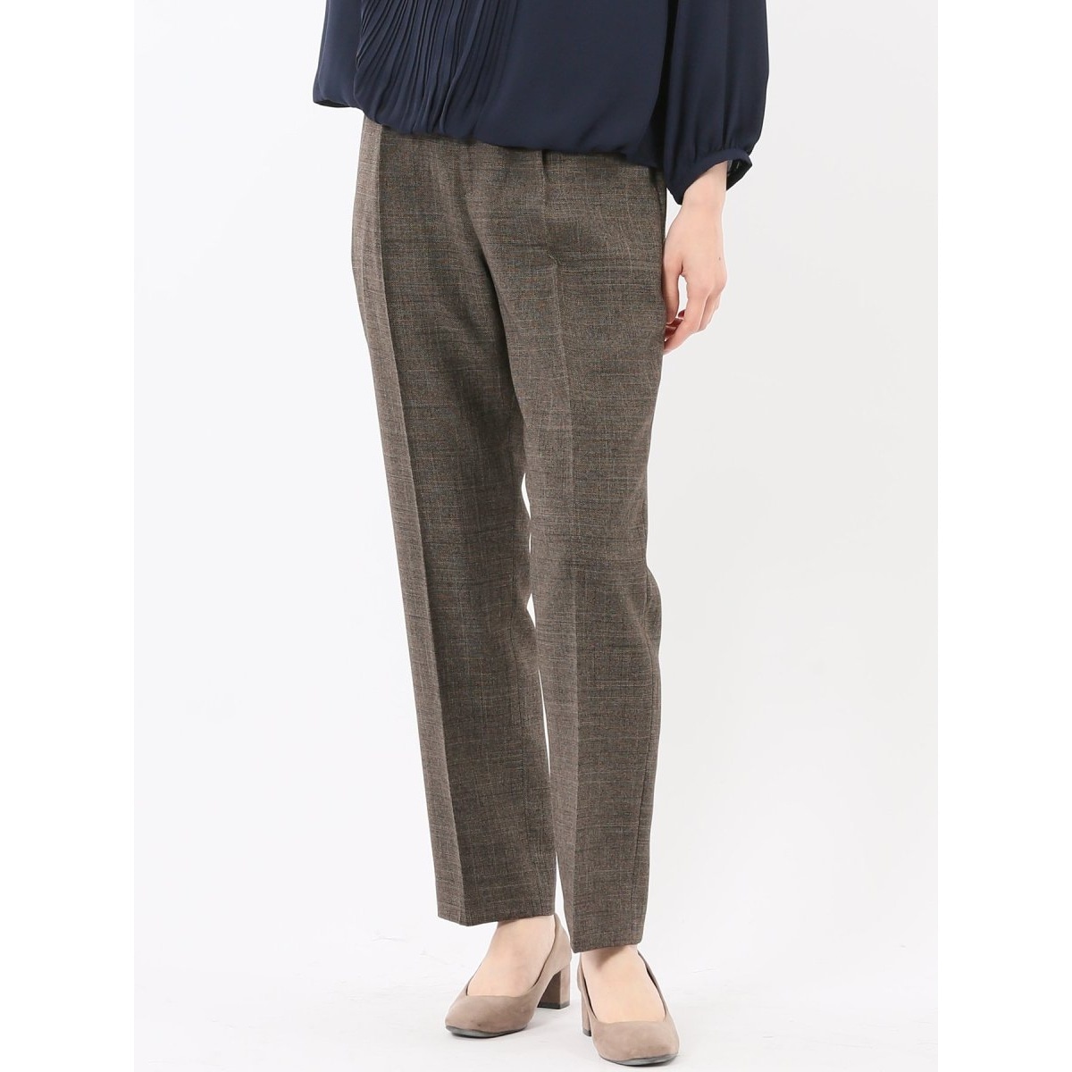 ウォッシャブル】m.f.エディトリアル クリアツイル タックワイドパンツ