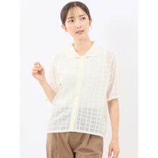 【シアーニット ハンドウォッシャブル】m.f.エディトリアル チェック ニットシャツ