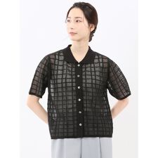 【シアーニット ハンドウォッシャブル】m.f.エディトリアル チェック ニットシャツ