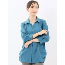 【高通気 UV イージーケア】m.f.エディトリアル 脇タック前開き スキッパーシャツチュニック