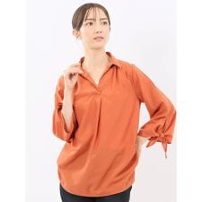 【高通気 UV イージーケア】m.f.エディトリアル 袖リボンかぶり スキッパーシャツチュニック