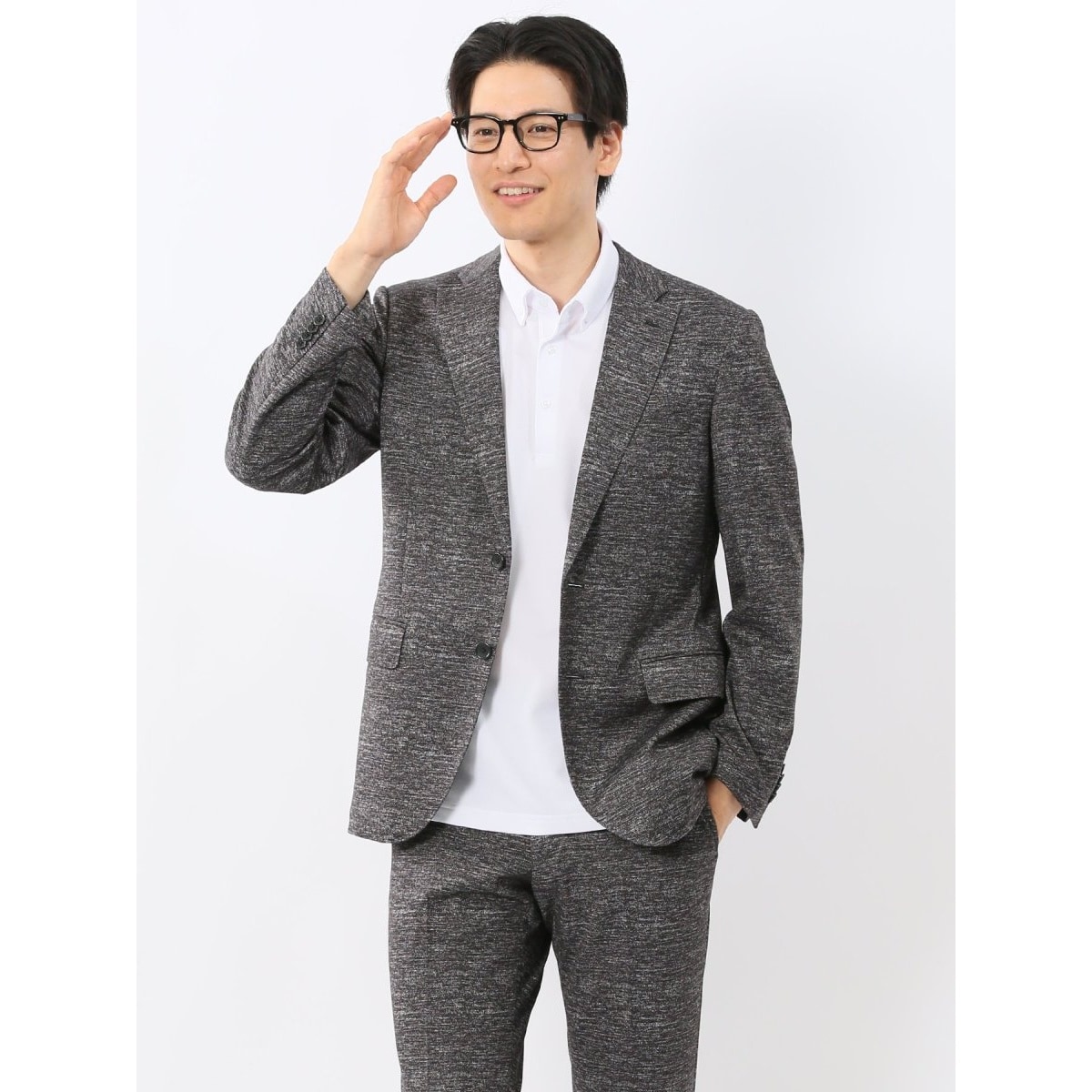 m.f.エディトリアル ドットエア 2ボタンジャケット 茶(セットアップ