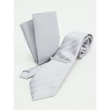 【フォーマル 3点セット BOX付き】m.f.エディトリアル ネクタイ＆ポケットチーフ＆タイバー