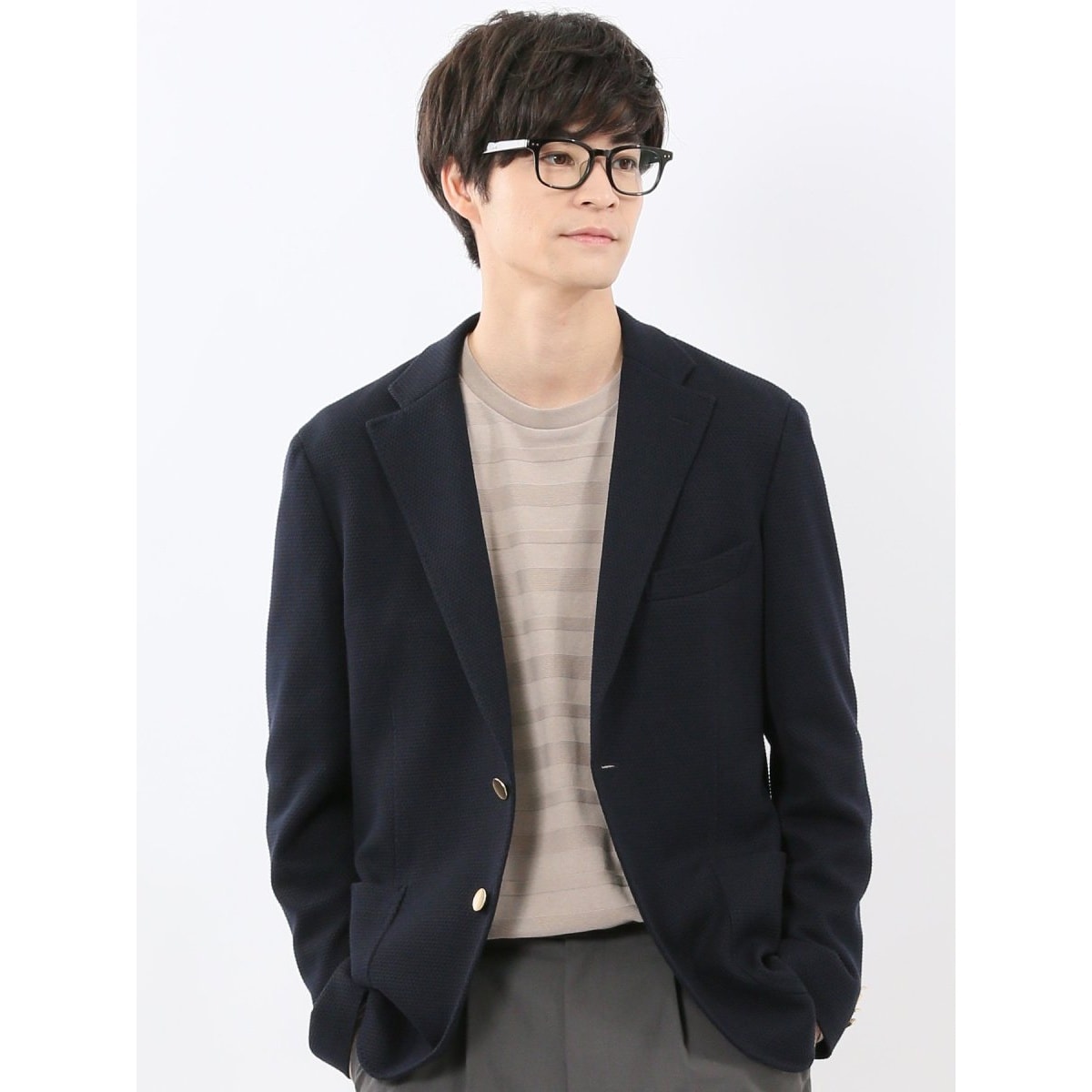 m．f．エディトリアル（m．f．editorial）/【表地ストレッチ】m．f．エディトリアル 綿混ニット ブレザージャケット 表地ストレッチ】m.f.エディトリアル 綿混ニット ブレザージャケット