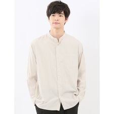 m.f.エディトリアル(m.f.editorial)の【シャンブレー ストライプ】m.f.エディトリアル バンドカラー長袖シャツ