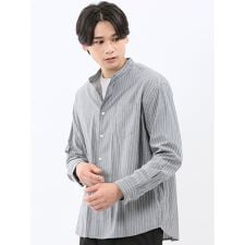 m.f.エディトリアル(m.f.editorial)の【シャンブレー ストライプ】m.f.エディトリアル バンドカラー長袖シャツ