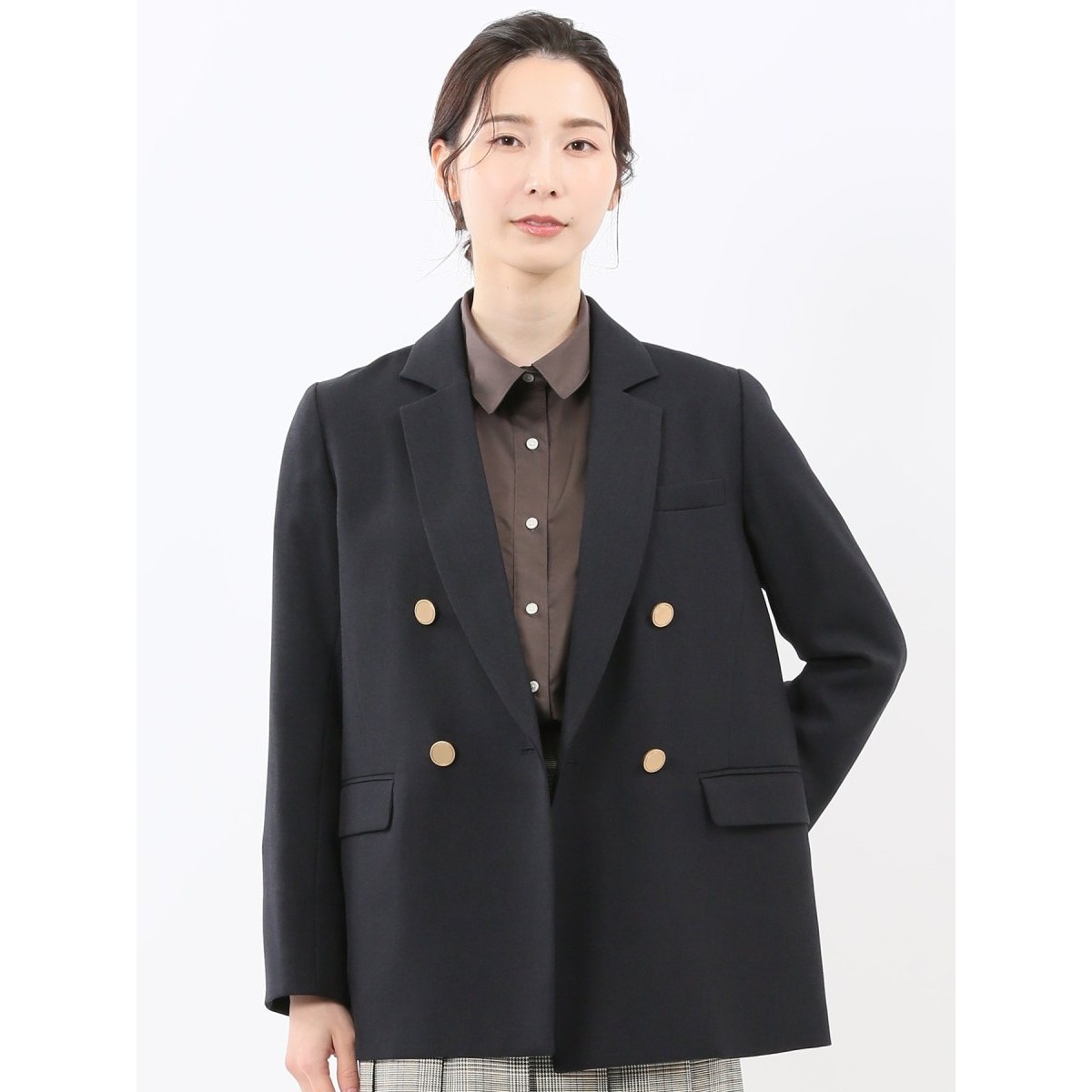 m．f．エディトリアル（m．f．editorial）/【ストレッチ ウォッシャブル】m．f．エディトリアル ダブルジャケット 紺(セットアップ可能) ストレッチ ウォッシャブル】m.f.エディトリアル ダブルジャケット 紺