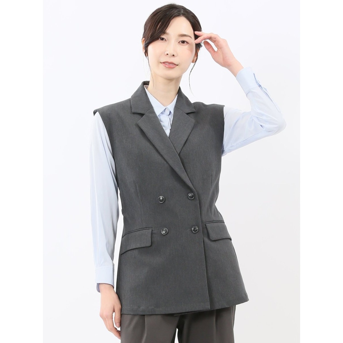 【ストレッチ ハンドウォッシャブル】m.f.エディトリアル テーラード ジレ