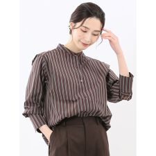 【綿混】m.f.エディトリアル マオカラー 長袖ブラウス