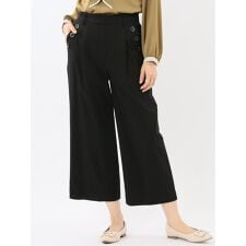 【ストレッチ】m.f.エディトリアル ボタン付き ワンタック ワイドパンツ