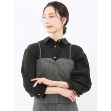 ストレッチウォッシャブル ピンスト ビスチェ グレー(セットアップ可能)