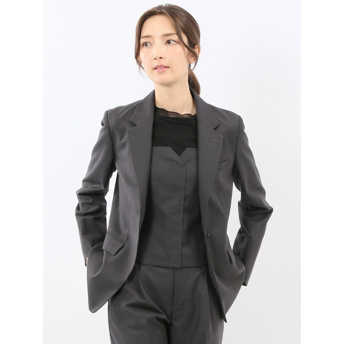 m．f．エディトリアル（m．f．editorial）/【ウォッシャブル】m．f．エディトリアル クリアツイル 1釦ジャケット グレー(セットアップ… ウォッシャブル】m.f.エディトリアル クリアツイル 1釦ジャケット