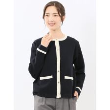 【ウォッシャブル】m.f.エディトリアル  ミラノ配色 ニットジャケット