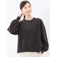 【ストレッチ ハンドウォッシャブル】m.f.エディトリアル ロゴ刺繍 ニットプルオーバー