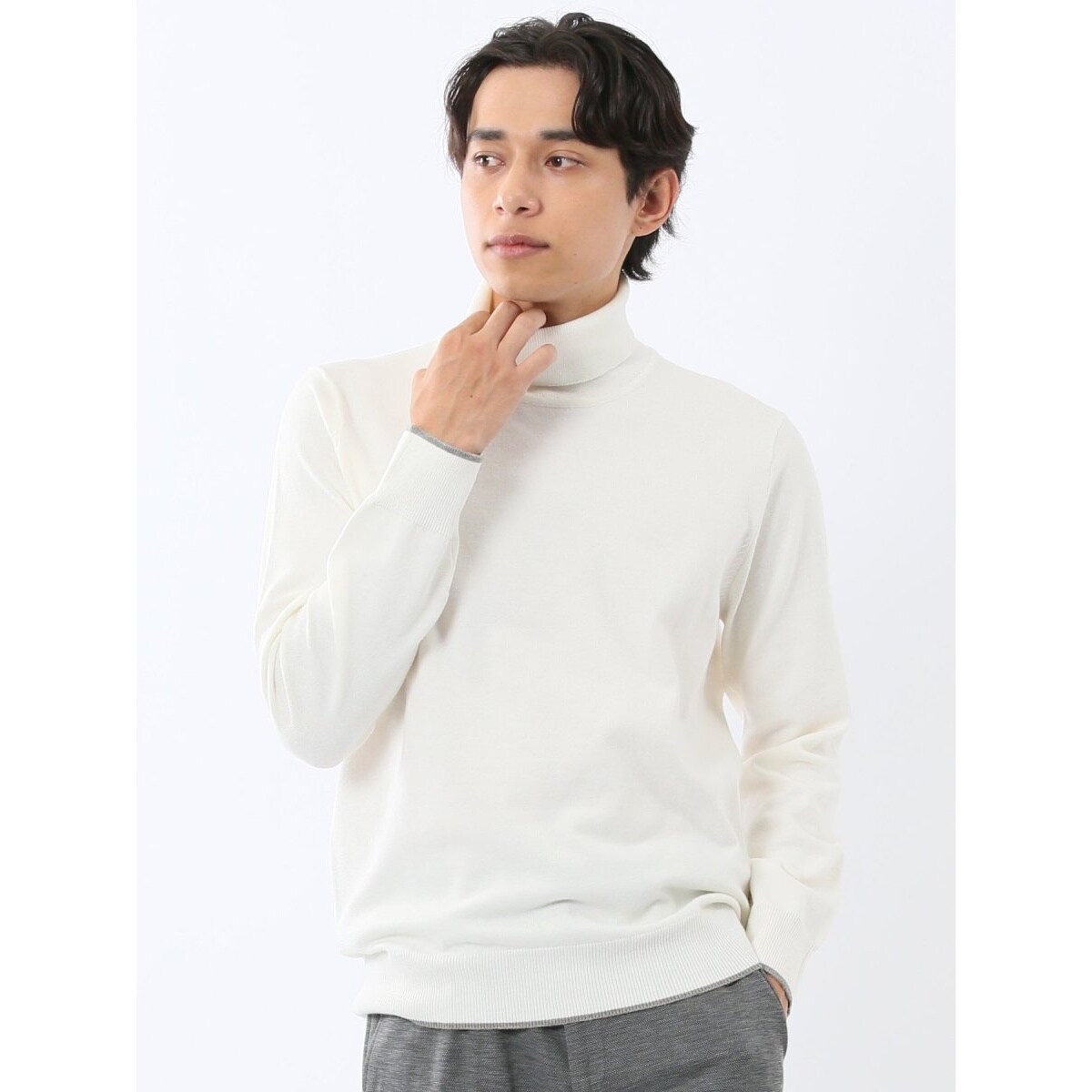 【ウォッシャブル ウール混】m.f.エディトリアル タートルネックニット