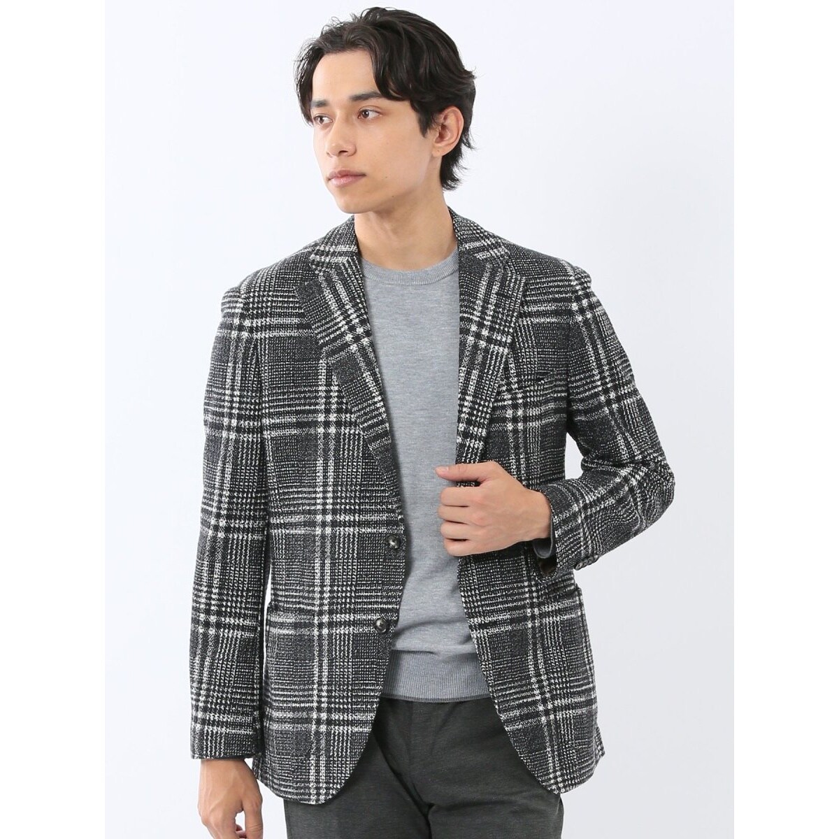 m．f．エディトリアル（m．f．editorial）/【表地ストレッチ ツイード調】m．f．エディトリアル ライトニット 2ボタンジャケット 表地ストレッチ ツイード調】m.f.エディトリアル ライトニット 2ボタン