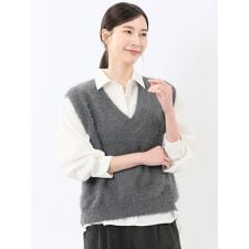 【ハンドウォッシャブル】m.f.エディトリアル フェザー Vネック ニットベスト