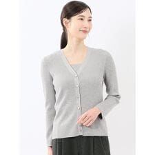 m.f.エディトリアル(m.f.editorial)の【ハンドウォッシャブル】m.f.エディトリアル ラメリブ Vネック ニットカーディガン