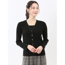 m.f.エディトリアル(m.f.editorial)の【ハンドウォッシャブル】m.f.エディトリアル ラメリブ Vネック ニットカーディガン