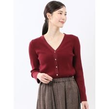 m.f.エディトリアル(m.f.editorial)の【ハンドウォッシャブル】m.f.エディトリアル ラメリブ Vネック ニットカーディガン