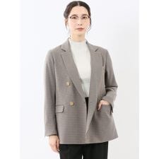 ストレッチウォッシャブル チェック柄 リラクシング ダブルジャケット