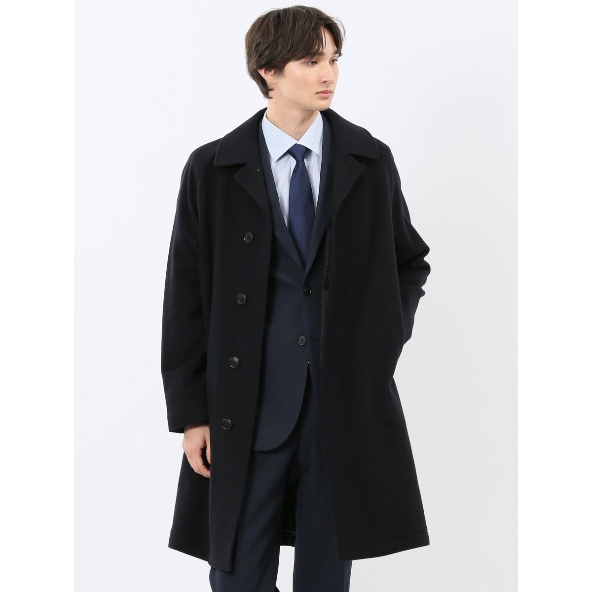 スーティスト ウール混 ステンカラーコート シロクロ | タカキュー